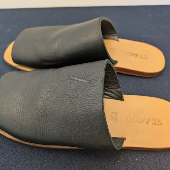St Agni Leather Slides (Black) - Picture 7 of 14